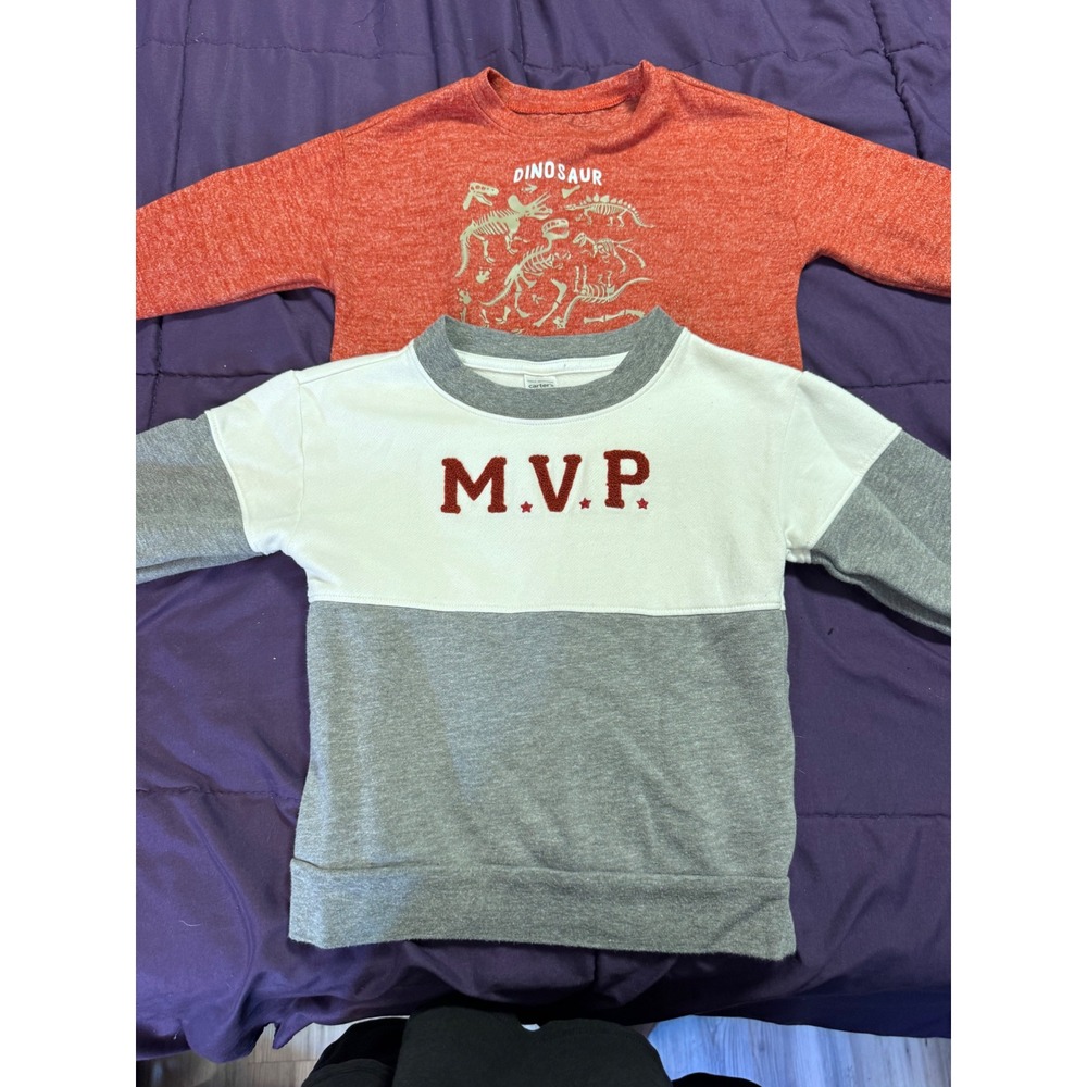 Carters Garanimals Boys 5T Sweatshirt Pullover Bundle MVP Dinosaur Orange Gray